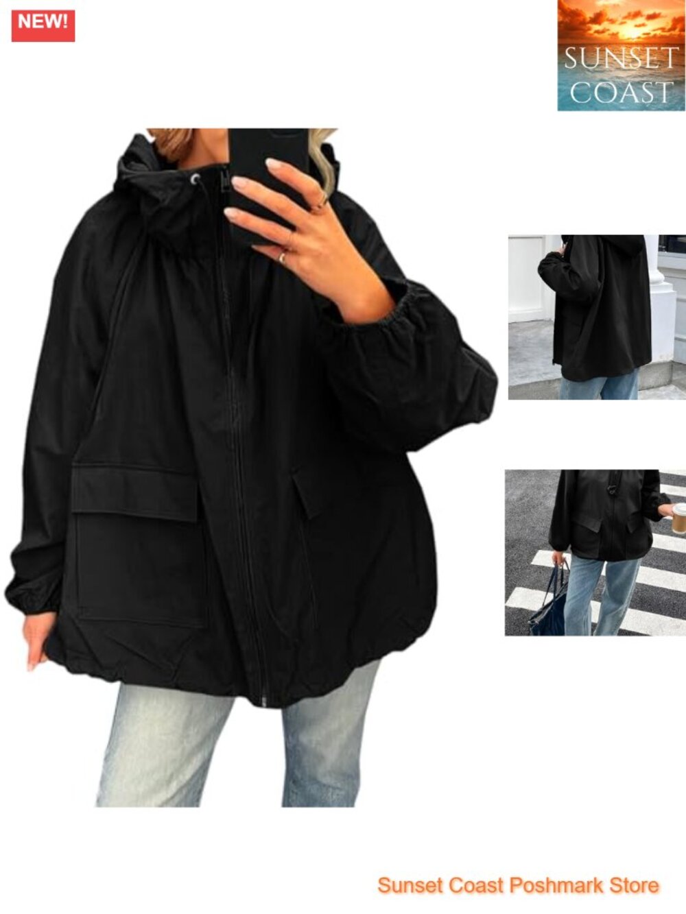 Women's Hooded Trench Coat Waterproof Raincoat Lightweight Windbreaker
